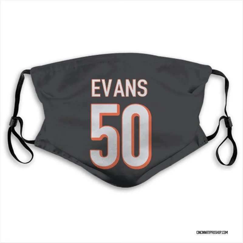 Black Jordan Evans Cincinnati Bengals Washable & Reusable Face Mask With PM2.5 Filter