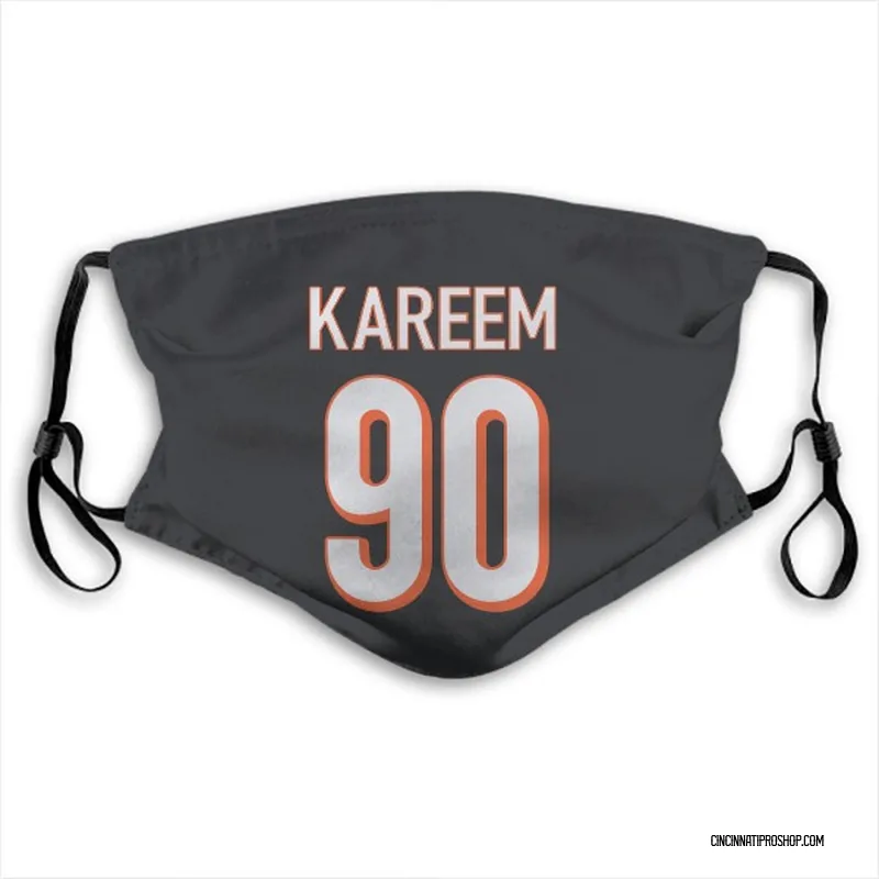 Black Khalid Kareem Cincinnati Bengals Washable & Reusable Face Mask With PM2.5 Filter