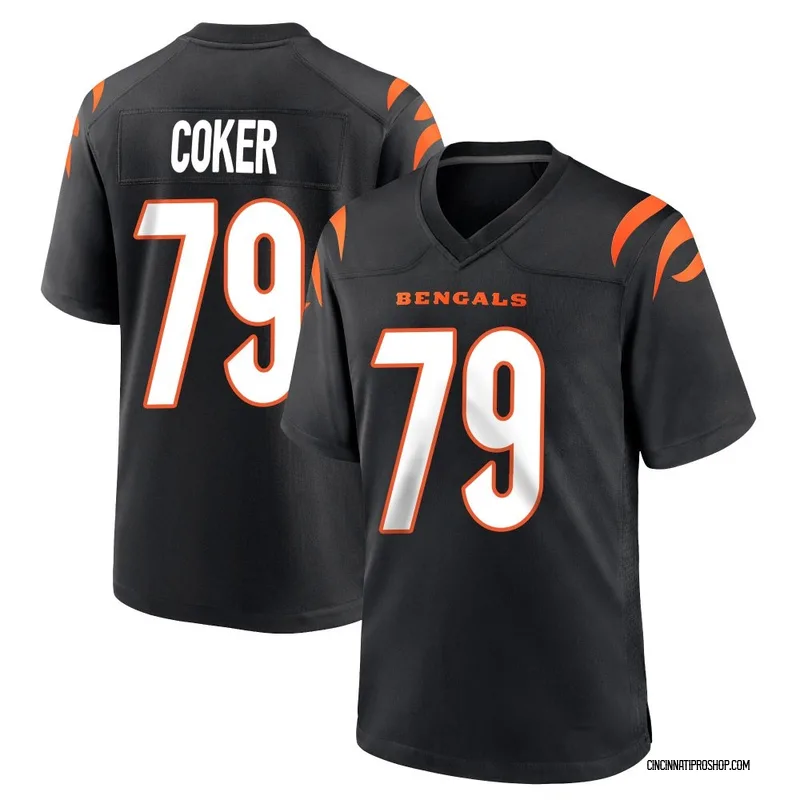 Black Men's Andrew Coker Cincinnati Bengals Game Team Color Jersey