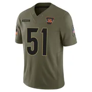 Olive Men's Justin Blazek Cincinnati Bengals Limited 2025 Salute to Service Jersey