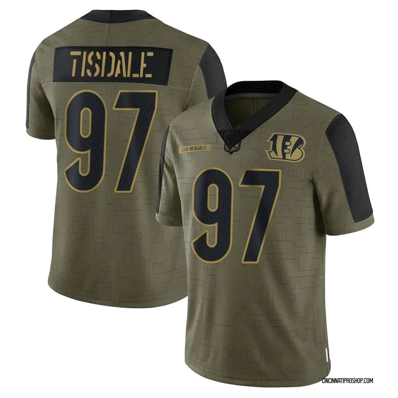 Olive Men's Tariqious Tisdale Cincinnati Bengals Limited 2021 Salute To Service Jersey