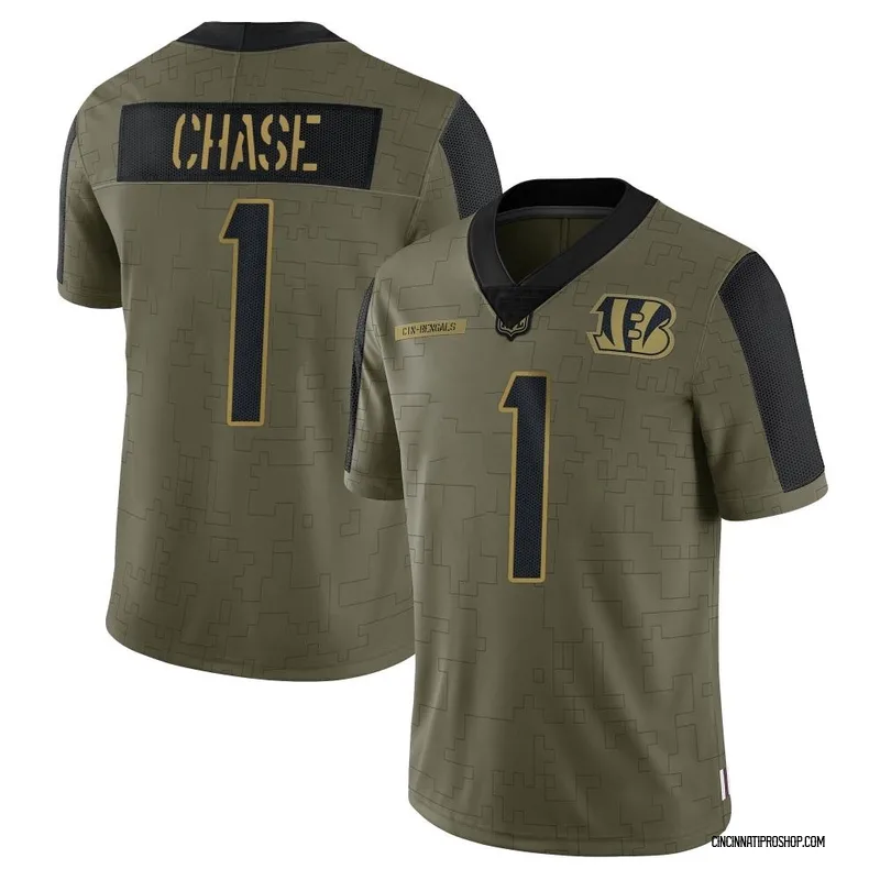 Olive Youth Ja'Marr Chase Cincinnati Bengals Limited 2021 Salute To Service Jersey