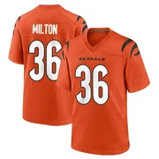 Orange Men's Kendall Milton Cincinnati Bengals Game Jersey