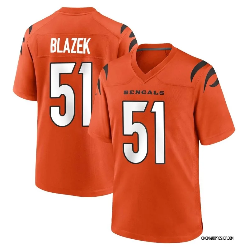 Orange Youth Justin Blazek Cincinnati Bengals Game Jersey